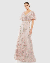 Evening Gowns | Women Mac Duggal Floral Embellished Short Sleeve Gown Rose Pink