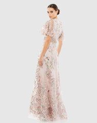 Evening Gowns | Women Mac Duggal Floral Embellished Short Sleeve Gown Rose Pink