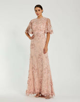 Evening Gowns | Women Mac Duggal Flutter Sleeve Floral Embroidered Net Gown Rose