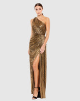 Evening Gowns | Women Mac Duggal Gold One Shoulder Draped Gown Antique Gold