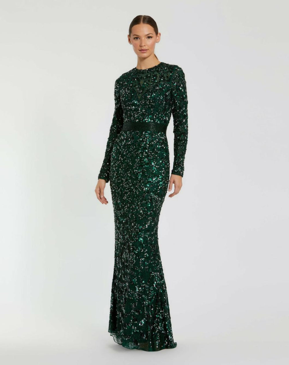 Evening Gowns | Women Mac Duggal Green Hand Embellished Long Sleeve Gown Forest Green