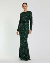 Evening Gowns | Women Mac Duggal Green Hand Embellished Long Sleeve Gown Forest Green