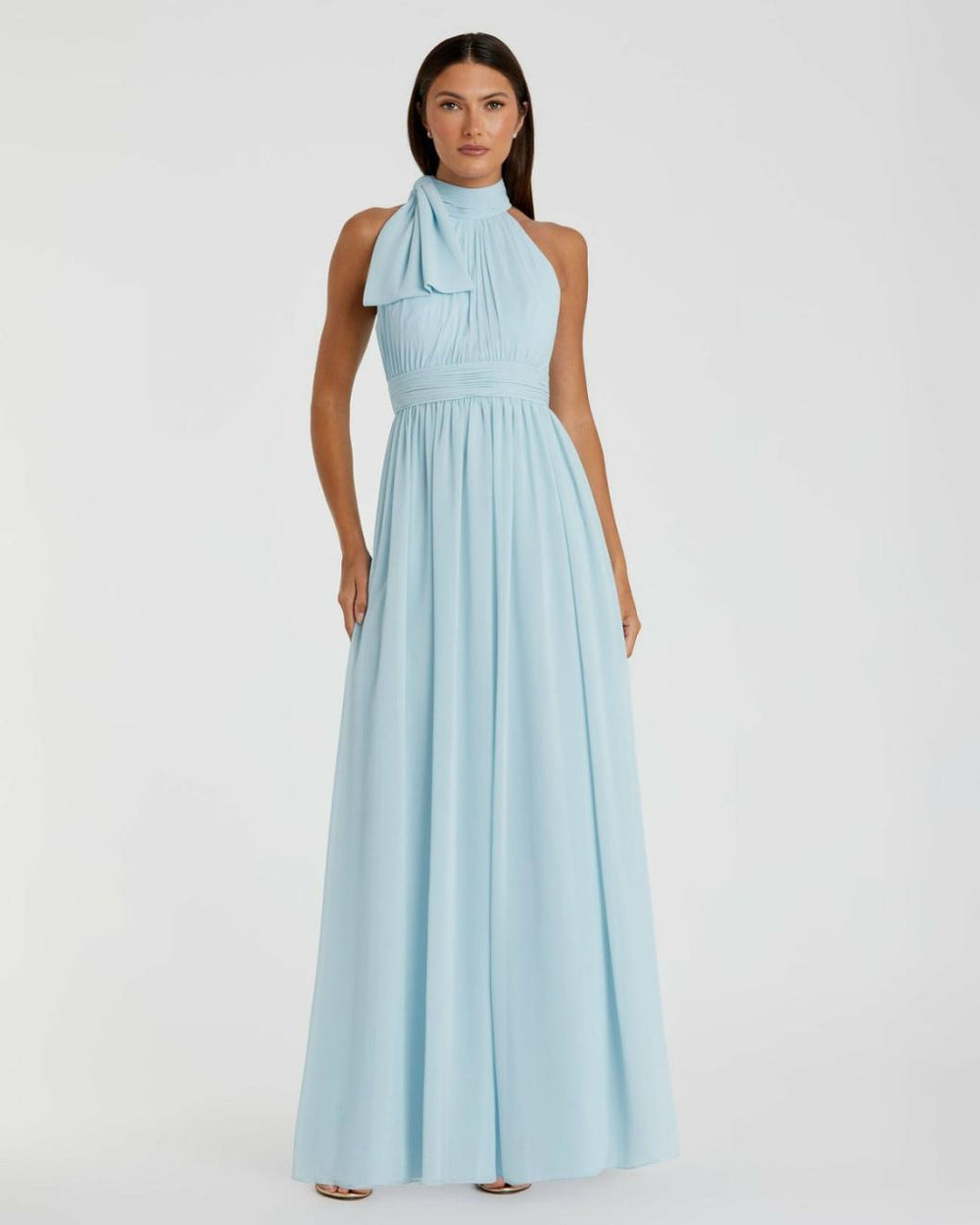 Evening Gowns | Women Mac Duggal High Neck Chiffon Gown Powder Blue