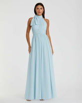 Evening Gowns | Women Mac Duggal High Neck Chiffon Gown Powder Blue