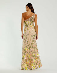Evening Gowns | Women Mac Duggal One Shoulder Lace Embroidered Gown Yellow Multi