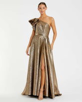 Evening Gowns | Women Mac Duggal One Shoulder Metallic Ballgown Antique Bronze