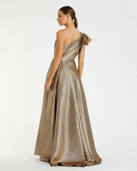Evening Gowns | Women Mac Duggal One Shoulder Metallic Ballgown Antique Bronze