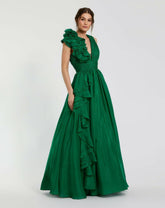 Evening Gowns | Women Mac Duggal Ruffle Detailed Evening Dress Emerald