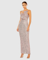 Evening Gowns | Women Mac Duggal Sequined Strapless Faux Bow Column Gown Rose Pink