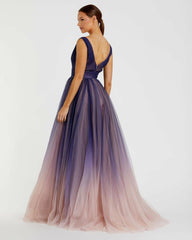 Evening Gowns | Women Mac Duggal Sleeveless Ombre Tulle Ball Gown Indigo Ombre