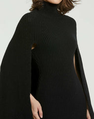 Every Day Dresses | Women Mac Duggal Black Turtle Neck Knit Cape Mini Dress Black