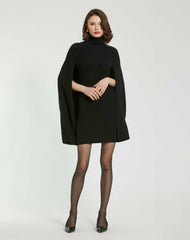 Every Day Dresses | Women Mac Duggal Black Turtle Neck Knit Cape Mini Dress Black