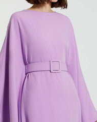 Every Day Dresses | Women Mac Duggal Crepe Boat Neck Caftan Dress With Belt Orchid