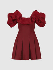 Every Day Dresses | Women Mac Duggal Crepe Godet Hem Mini Dress With Faille Ruffle Oxblood