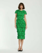 Every Day Dresses | Women Mac Duggal Floral Lace Fitted Short Sleeve Midi Dress Spring Green