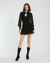 Every Day Dresses | Women Mac Duggal Knit Long Sleeve Grommet Mini Dress Black