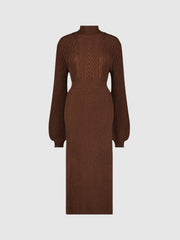 Every Day Dresses | Women Mac Duggal Long Sleeve Turtle Neck Knit Midi Dress Chocolate