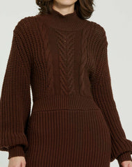 Every Day Dresses | Women Mac Duggal Long Sleeve Turtle Neck Knit Midi Dress Chocolate