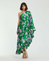 Every Day Dresses | Women Mac Duggal Printed Charmeuse One Shoulder Draped Gown Green Multi