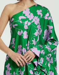 Every Day Dresses | Women Mac Duggal Printed Charmeuse One Shoulder Draped Gown Green Multi