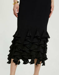 Every Day Dresses | Women Mac Duggal Rib Knit Sleeveless Midi Dress With Ruffle Hem Black