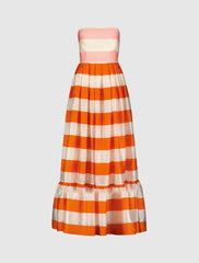 Every Day Dresses | Women Mac Duggal Striped Organza Strapless Ruffle Maxi Dress Sunset