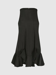 Every Day Dresses | Women Mac Duggal The Mia High Neck Sleeveless Crepe Mini Dress With Ruffle Hem Black