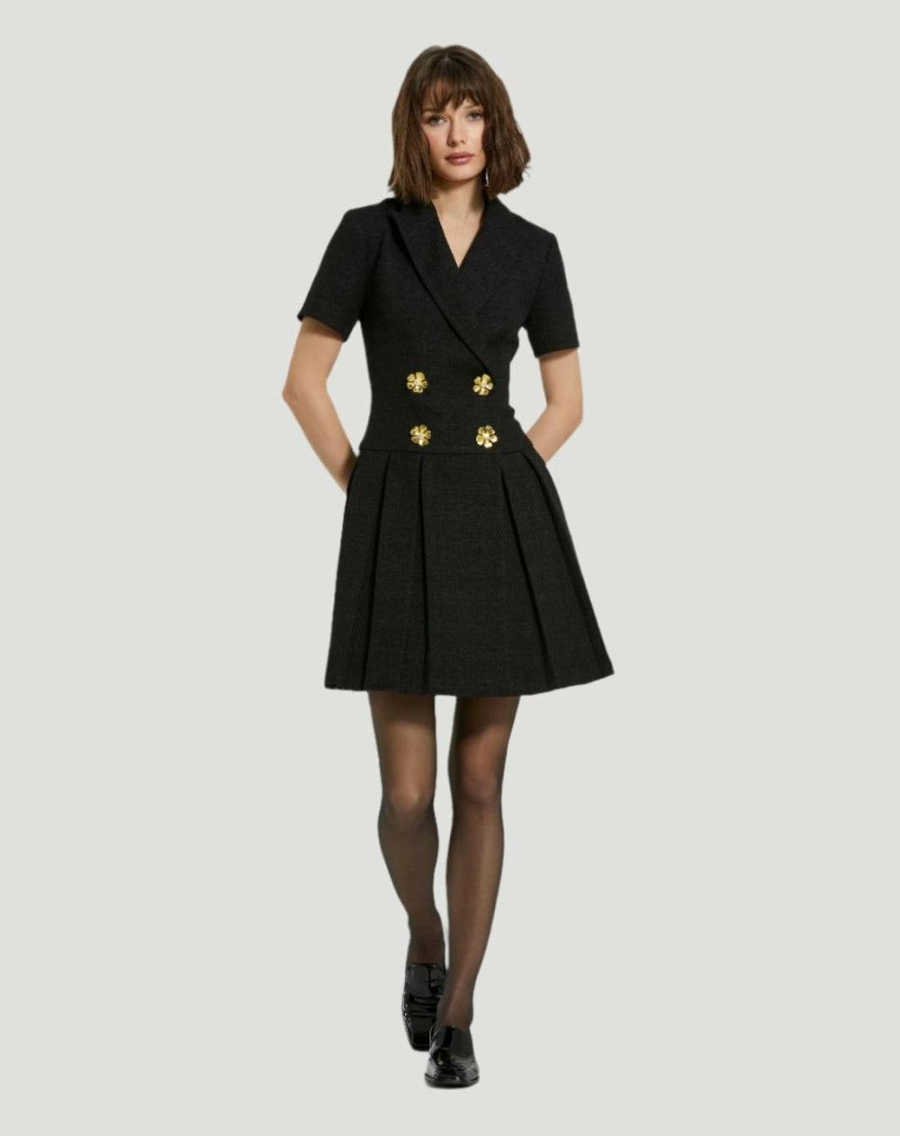 Every Day Dresses | Women Mac Duggal Tweed Short Sleeve Blazer Mini Dress Black