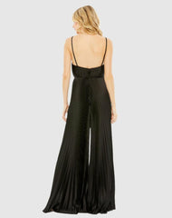 Jumpsuits & Rompers | Women Mac Duggal Black Pleated Plunge Neck Wide Leg Jumpsuit Black