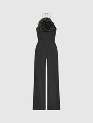 Jumpsuits & Rompers | Women Mac Duggal Crepe Halter Neck Jumpsuit With Flower Black