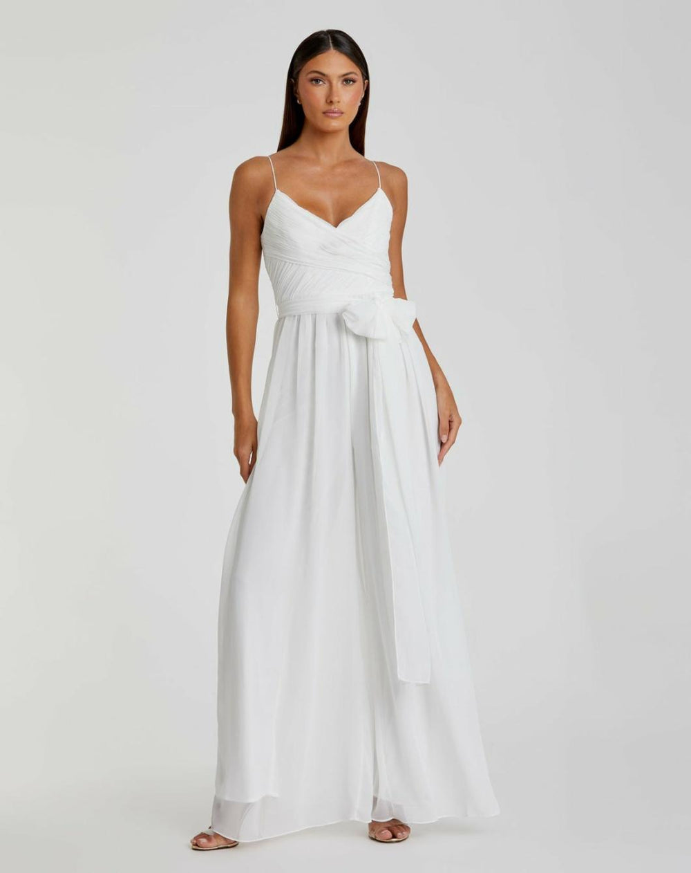 Jumpsuits & Rompers | Women Mac Duggal Flowy Faux Wrap Jumpsuit White