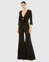 Jumpsuits & Rompers | Women Mac Duggal Long Sleeve Bow Detail Wide Leg Jumpsuit Black