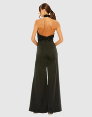 Jumpsuits & Rompers | Women Mac Duggal Sequined Cross Neck Halter Jumpsuit Black