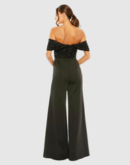 Jumpsuits & Rompers | Women Mac Duggal Sequined Off The Shoulder Jumpsuit Black
