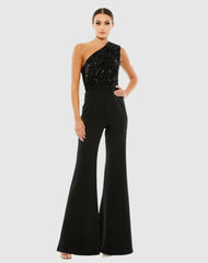 Jumpsuits & Rompers | Women Mac Duggal Sequined One Shoulder Jumpsuit - FINAL SALE Black