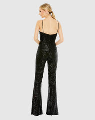 Jumpsuits & Rompers | Women Mac Duggal Sequined Spaghetti Strap Cut Out Jumpsuit - FINAL SALE Black