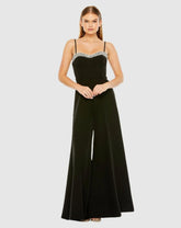 Jumpsuits & Rompers | Women Mac Duggal Slim Strap Beaded Bustier Top Jumpsuit Black
