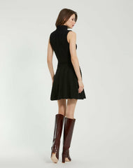 Knitwear | Women Mac Duggal Cable Knit Turtle Neck Sleeveless Mini Sweater Knit Dress Black