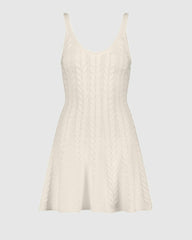 Knitwear | Women Mac Duggal Cream Sleeveless Cable Knit Fit And Flare Mini Tank Dress Cream