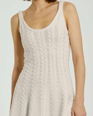 Knitwear | Women Mac Duggal Cream Sleeveless Cable Knit Fit And Flare Mini Tank Dress Cream