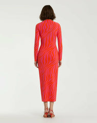 Knitwear | Women Mac Duggal Fitted Long Sleeve Zebra Print Knit Maxi Dress - FINAL SALE Hot Pink Sunset