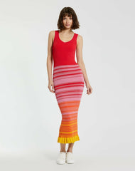 Knitwear | Women Mac Duggal Red Striped Fitted Sleeveless Ribbed Knit Midi Tank Dress - FINAL SALE Red