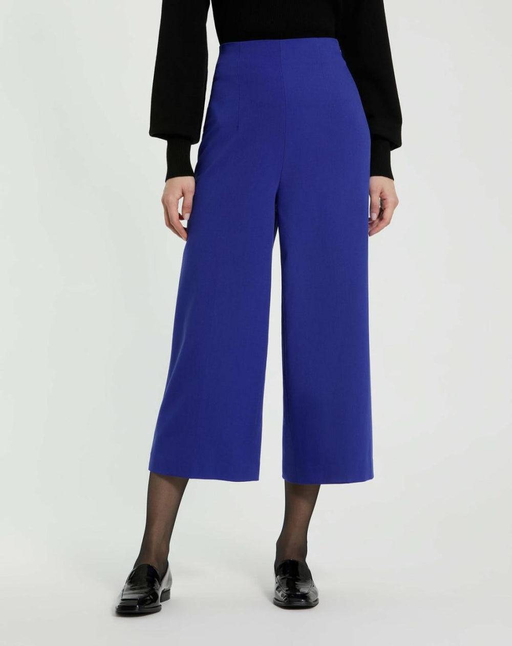 Pants | Women Mac Duggal Cropped Crepe Wide Leg Work Pant Azure Blue