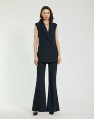 Pants | Women Mac Duggal Navy Classic Crepe Flared Trouser Pant - FINAL SALE Navy
