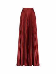 Pants | Women Mac Duggal Pleated Charmeuse Wide Leg Pants Oxblood