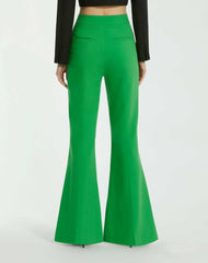 Pants | Women Mac Duggal Spring Green Classic Crepe Flared Leg Trouser Pant - FINAL SALE Spring Green
