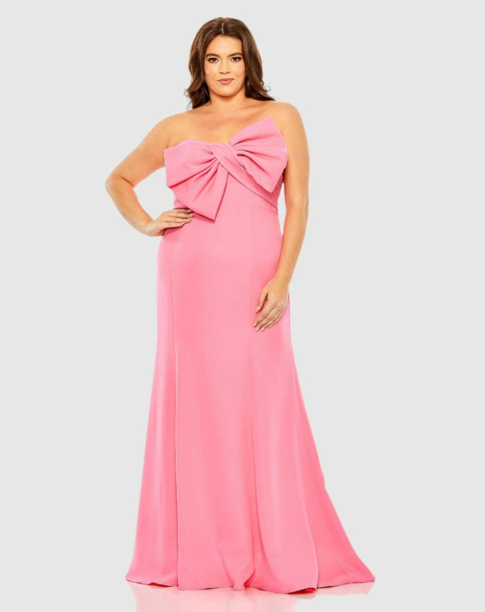 Plus Size Dresses | Women Mac Duggal Bow Front Crepe Dress (Plus) Candy Pink