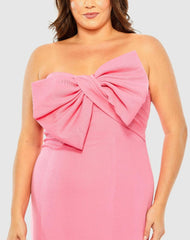 Plus Size Dresses | Women Mac Duggal Bow Front Crepe Dress (Plus) Candy Pink