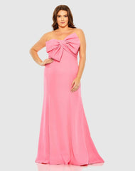 Plus Size Dresses | Women Mac Duggal Bow Front Crepe Dress (Plus) Candy Pink