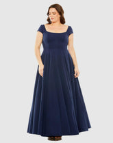 Plus Size Dresses | Women Mac Duggal Cap Sleeve Square Neck Dress Midnight
